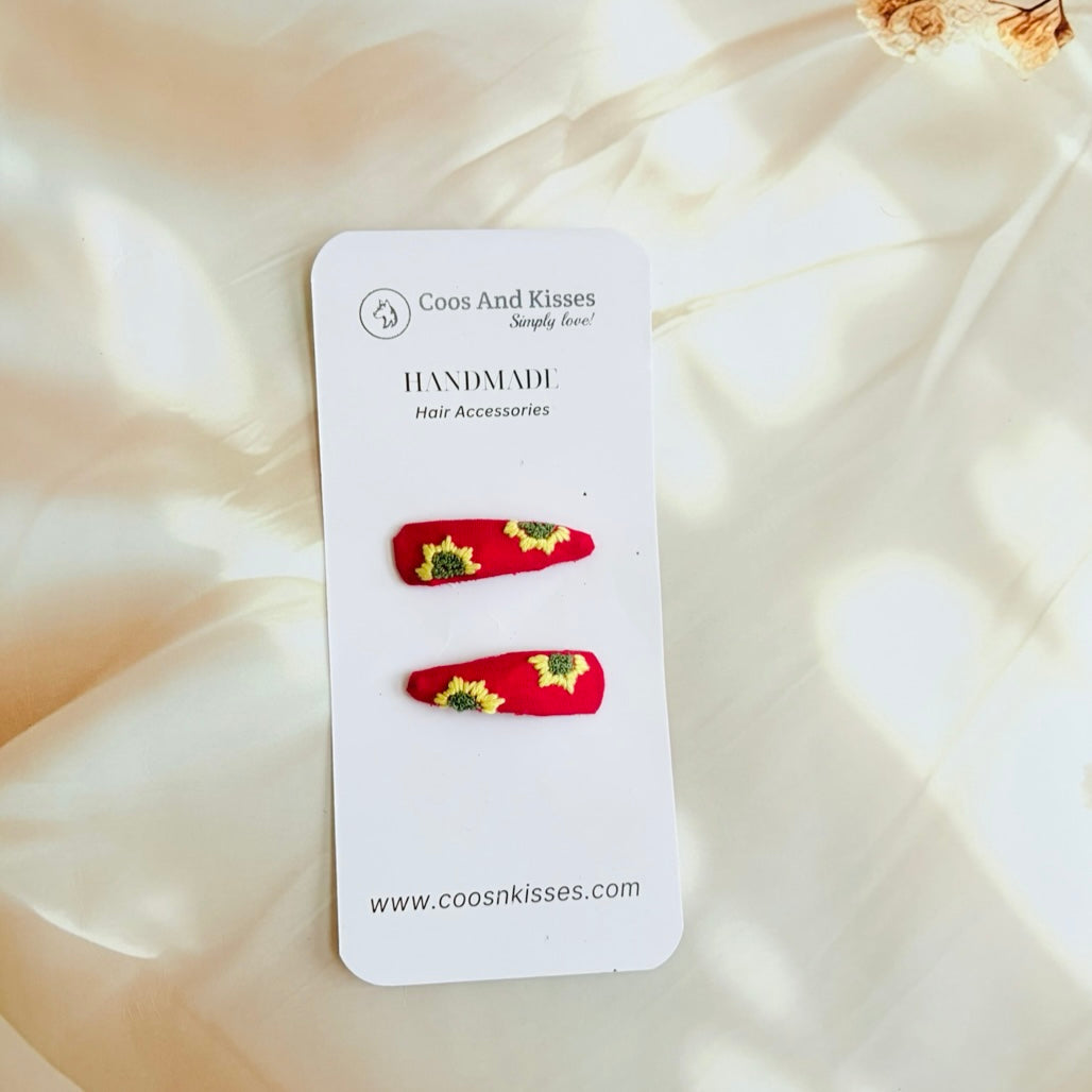 3D Floral Embroidery clips (Pair of 2 clips)