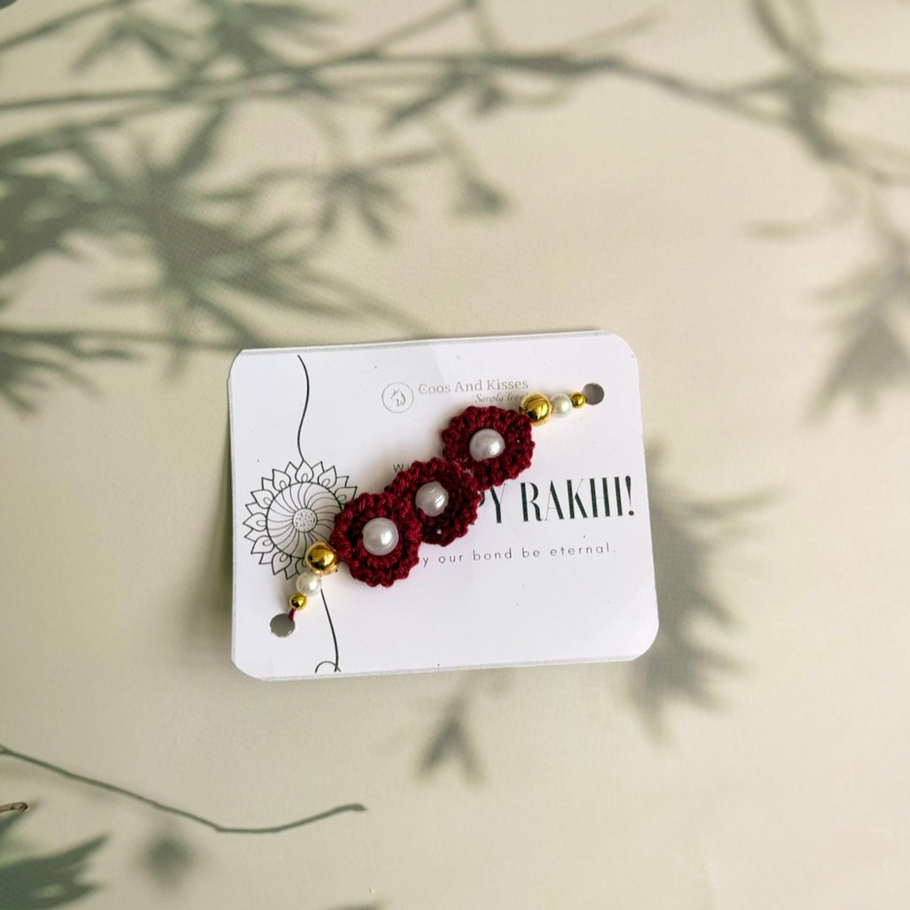 Handmade Crochet Rakhi – Maroon