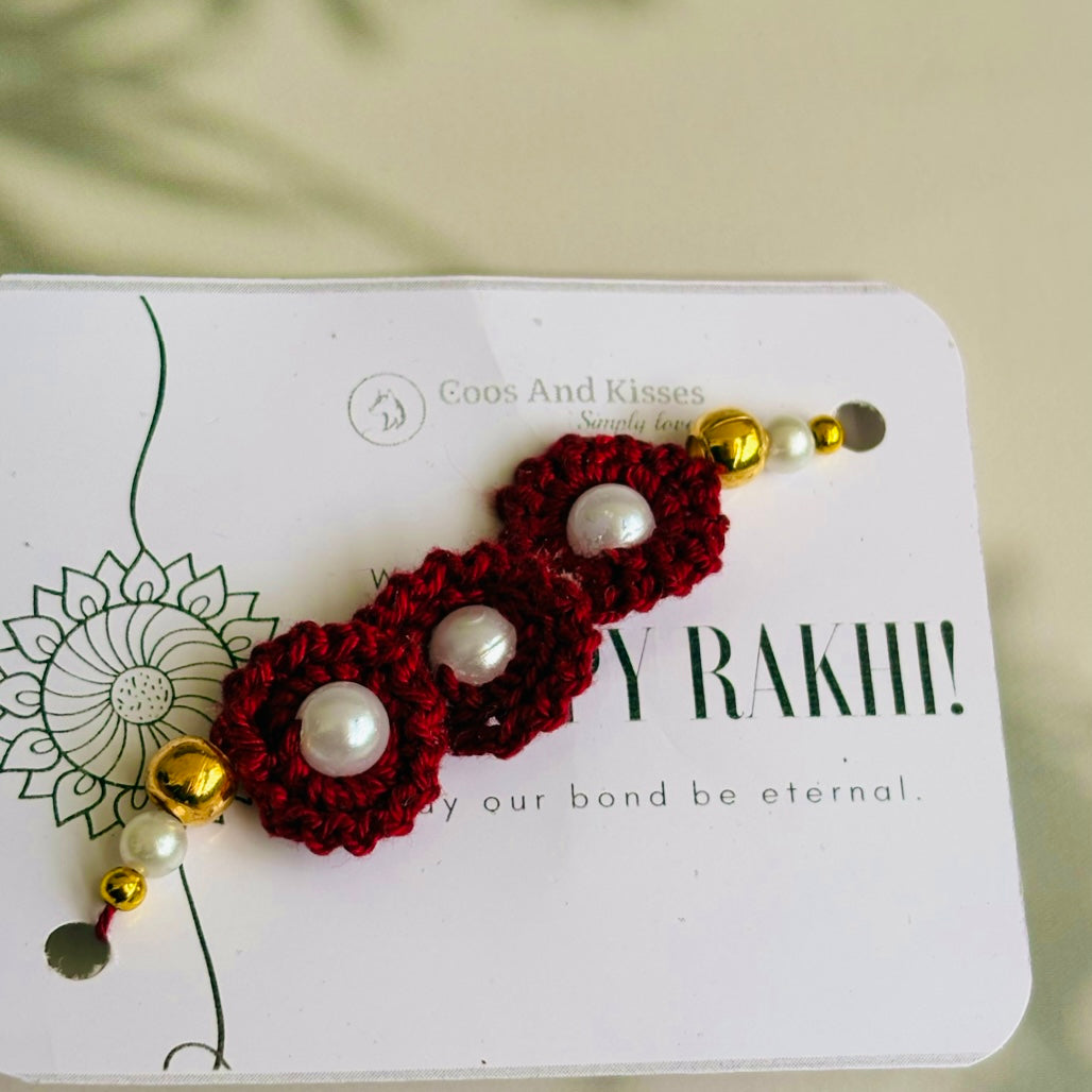 Handmade Crochet Rakhi – Maroon