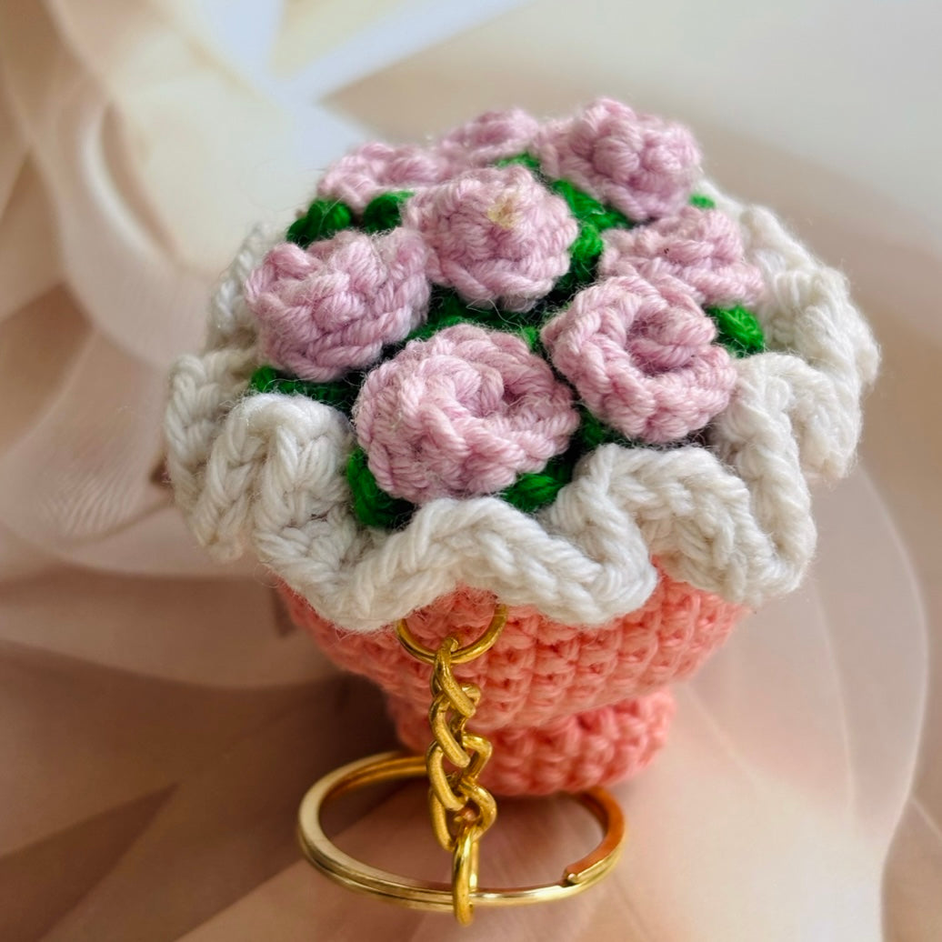 Mini Rose Bouquet Keychain (Pink)