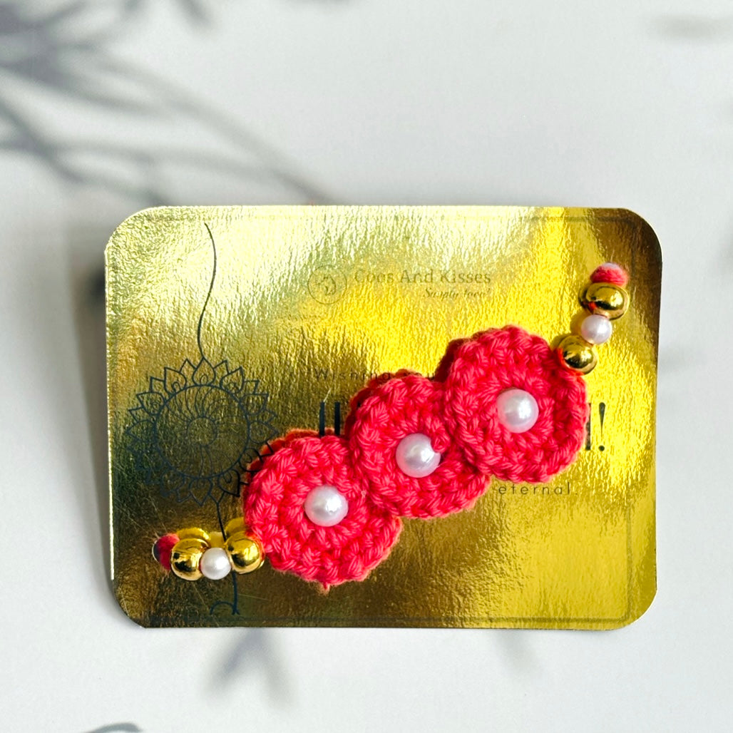 Handmade Crochet Rakhi – Light Pink