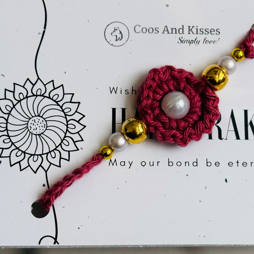 Handmade Crochet Rakhi – Dark Pink
