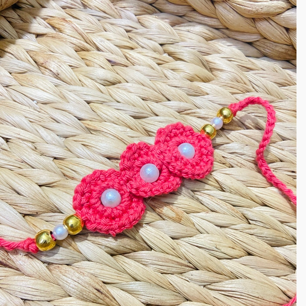 Handmade Crochet Rakhi – Light Pink