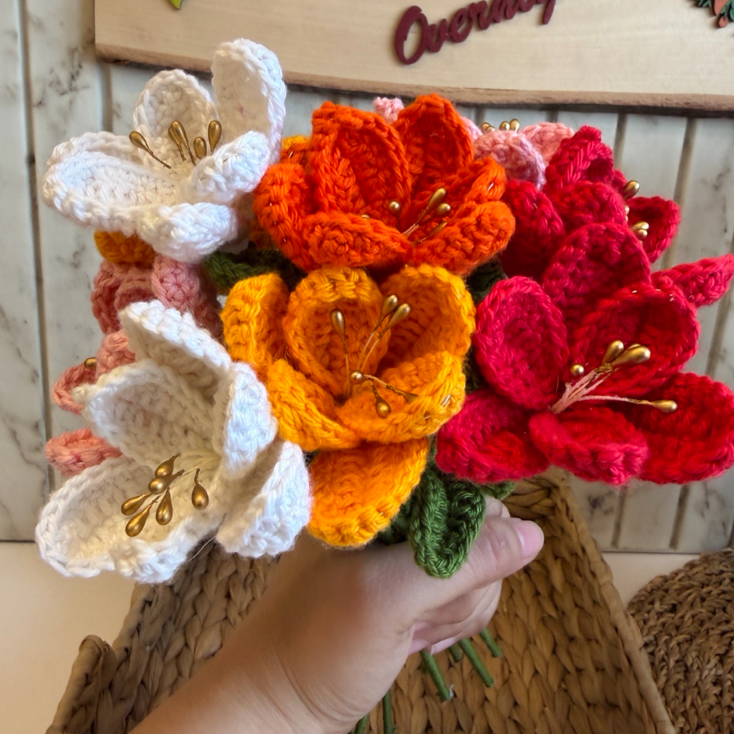 Sunset Glow Crochet Tulip Bunch
