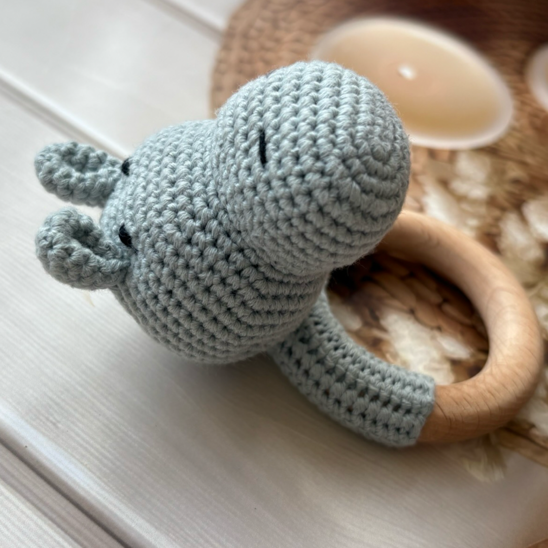 Handmade Hippo Crochet Teether