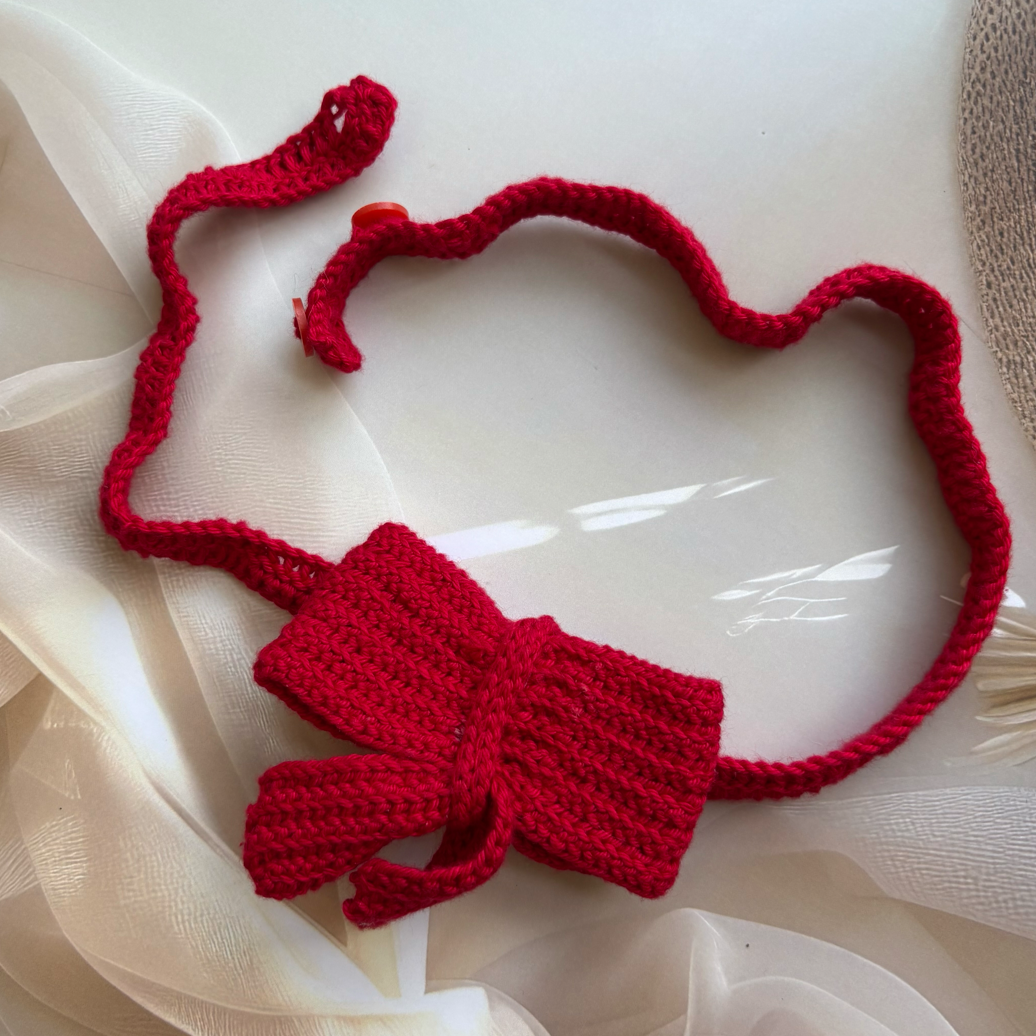 Handmade Crochet Bow Tie (Red)