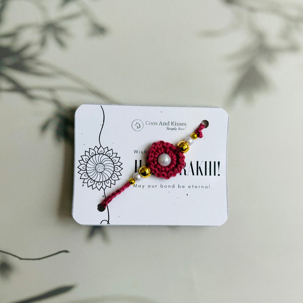 Handmade Crochet Rakhi – Dark Pink