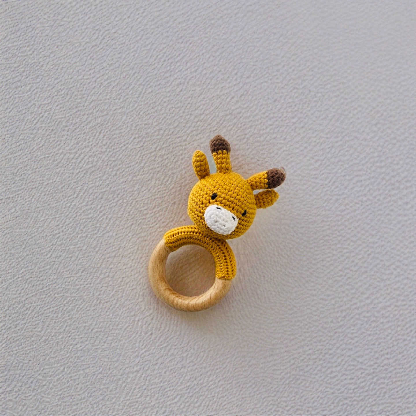 Crochet Giraffe Rattle Wooden Teether