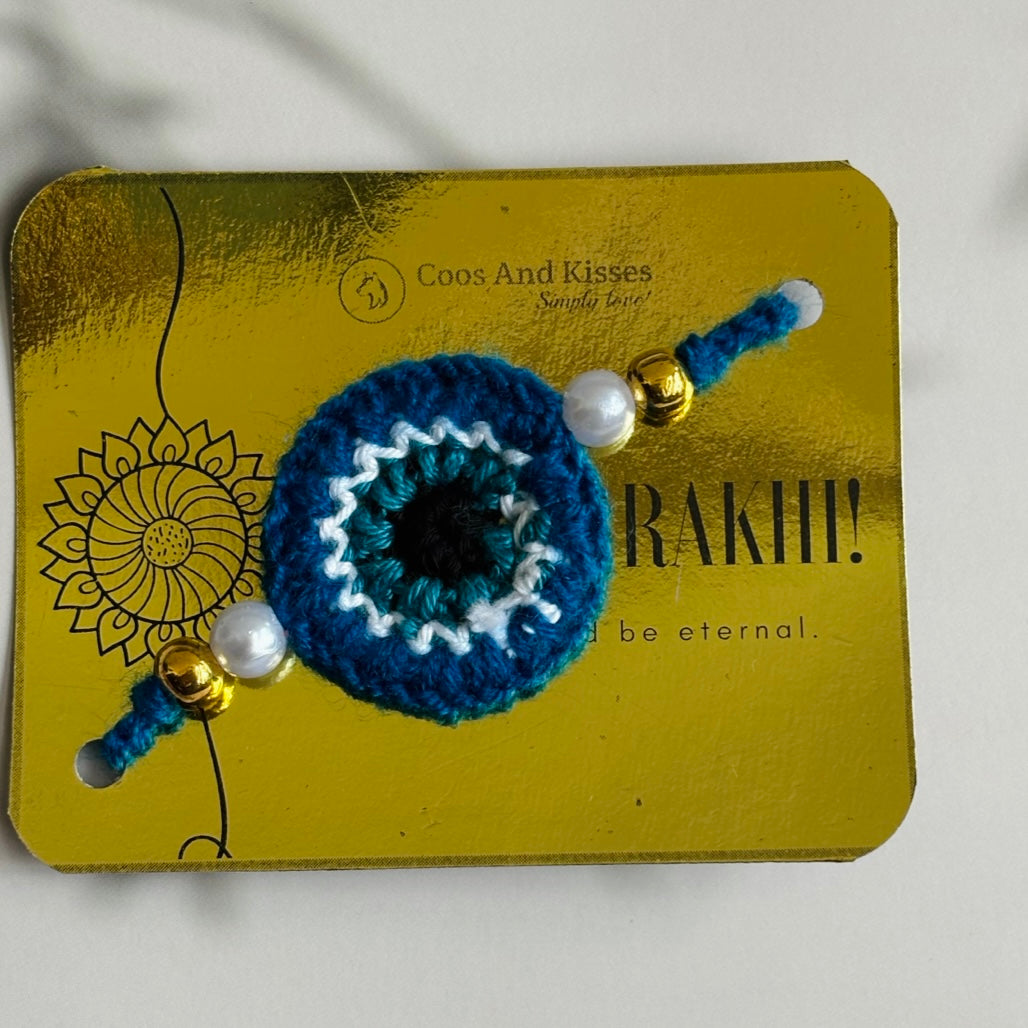 Handmade Crochet Evil Eye Rakhi