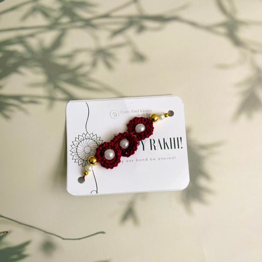 Handmade Crochet Rakhi – Maroon