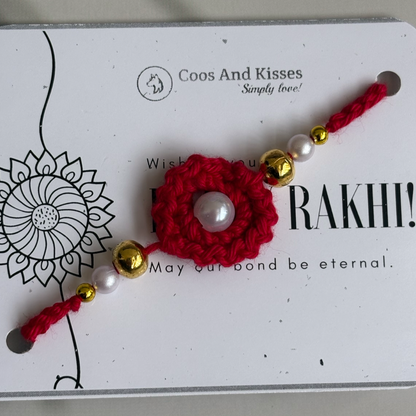 Handmade Crochet Rakhi – Red