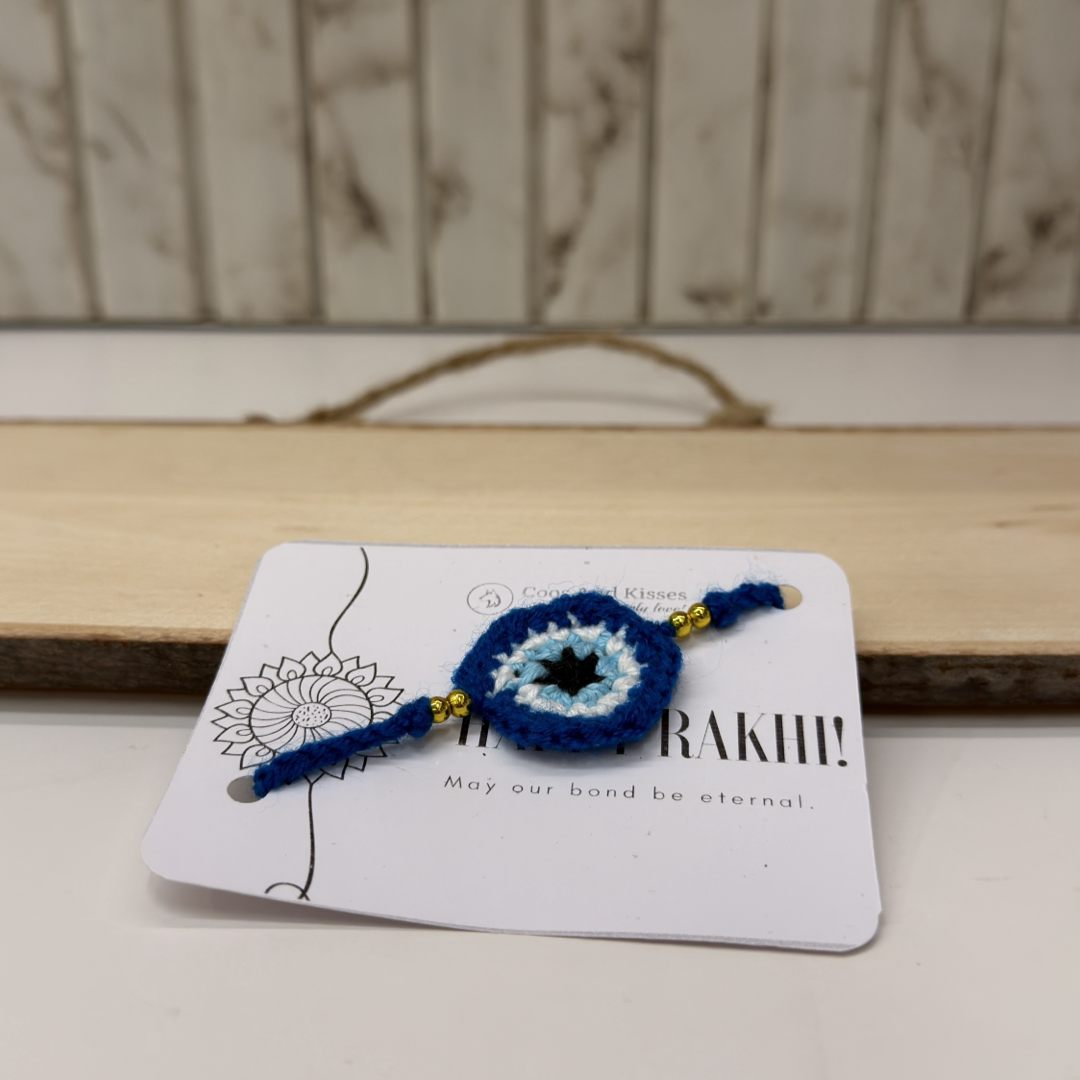Handmade Crochet Evil Eye Rakhi