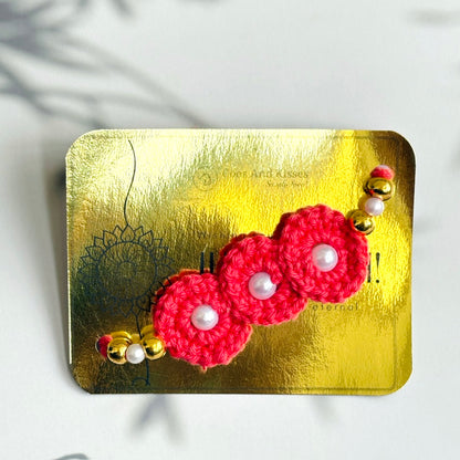 Handmade Crochet Rakhi –  Light Pink