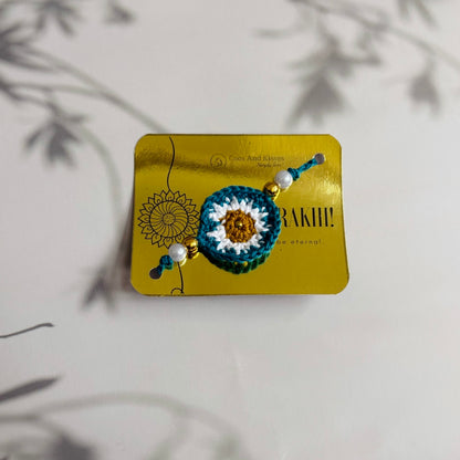 Handmade Crochet Dandelion Rakhi - Turquoise