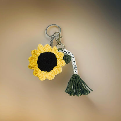 Customised Crochet Sunflower Keychain