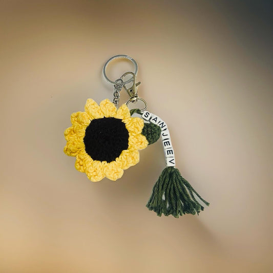 Customised Crochet Sunflower Keychain