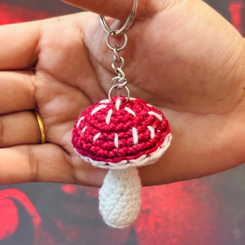 Crochet Mushroom Keychain