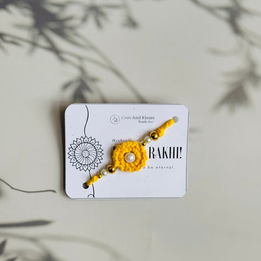 Handmade Crochet Rakhi – Yellow