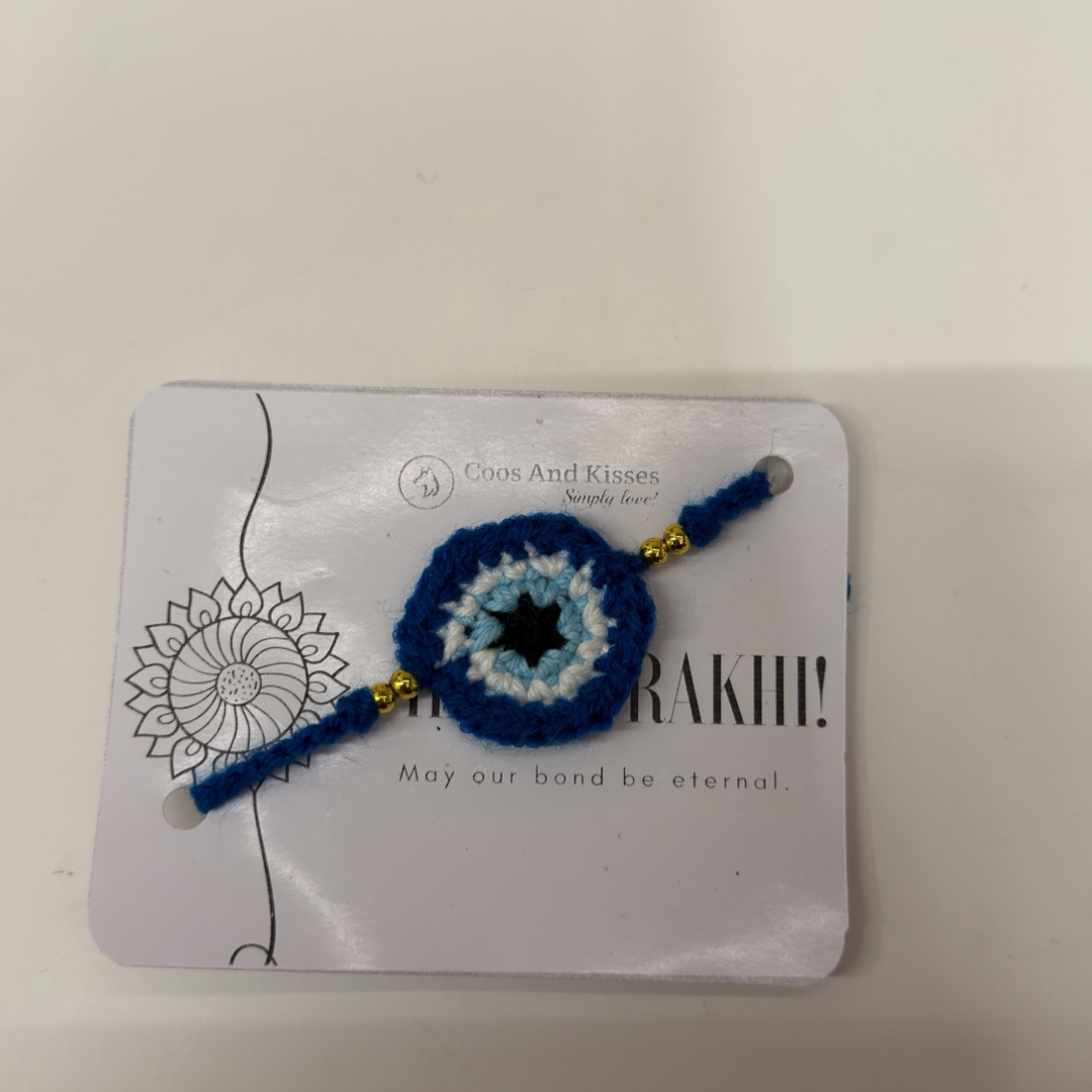 Handmade Crochet Evil Eye Rakhi