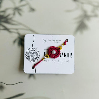 Handmade Crochet Rakhi – Dark Pink
