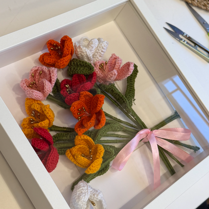 Sunset Glow Crochet Tulip Photo Frame