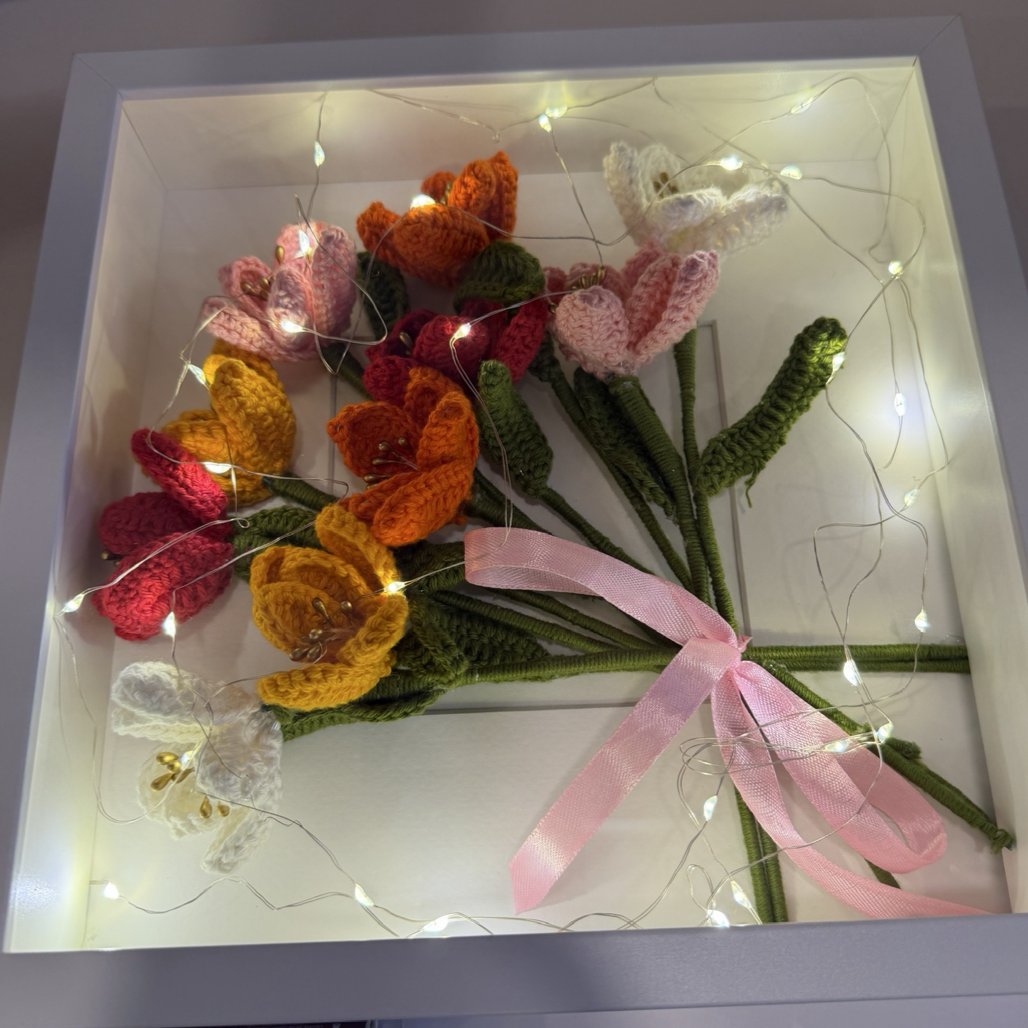 Sunset Glow Crochet Tulip Photo Frame