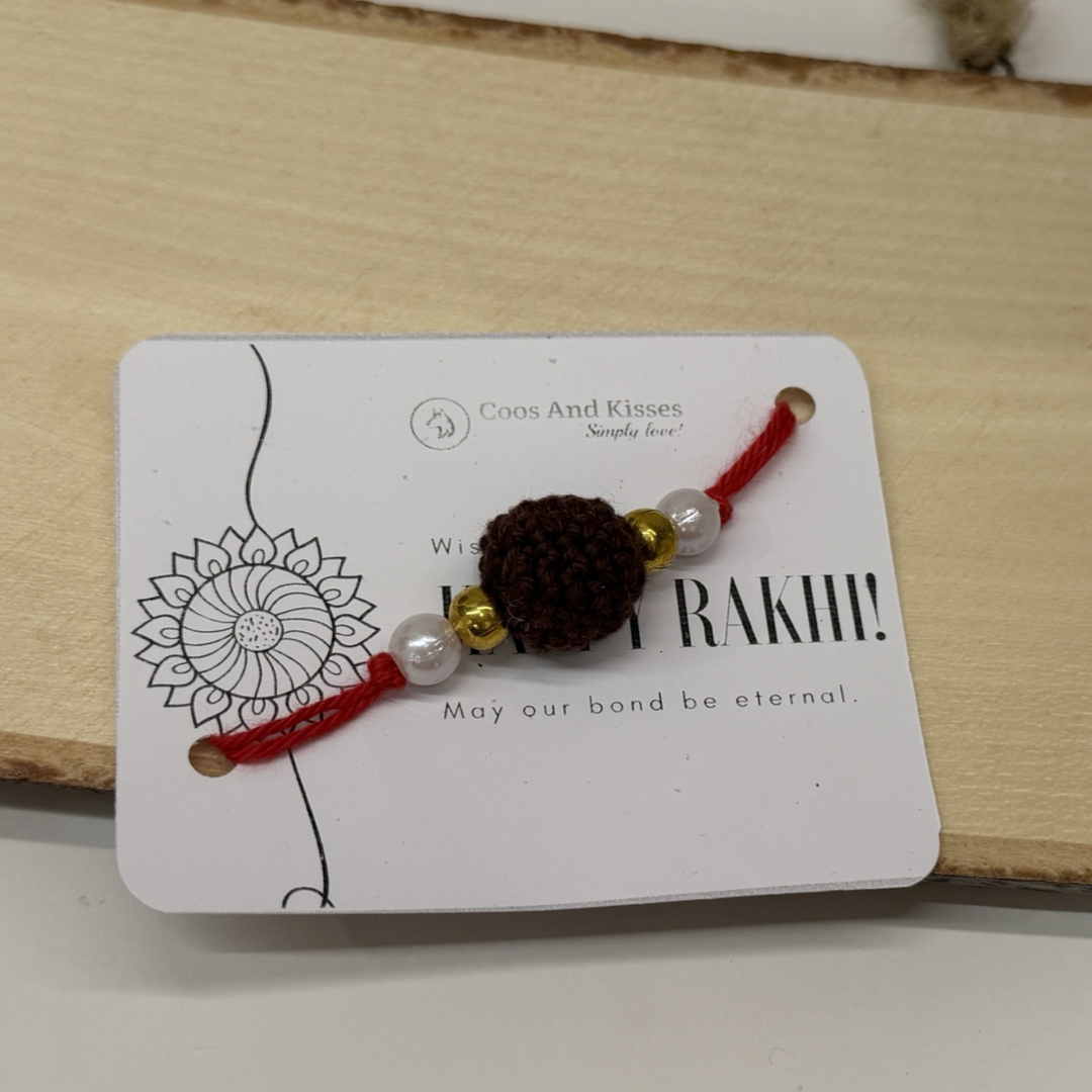 Handmade Crochet Rudraksha Rakhi