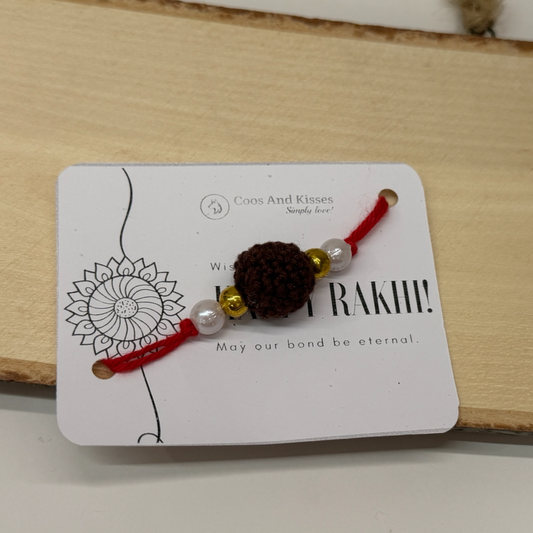 Handmade Crochet Rudraksha Rakhi