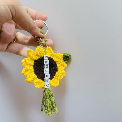 Customised Crochet Sunflower Keychain