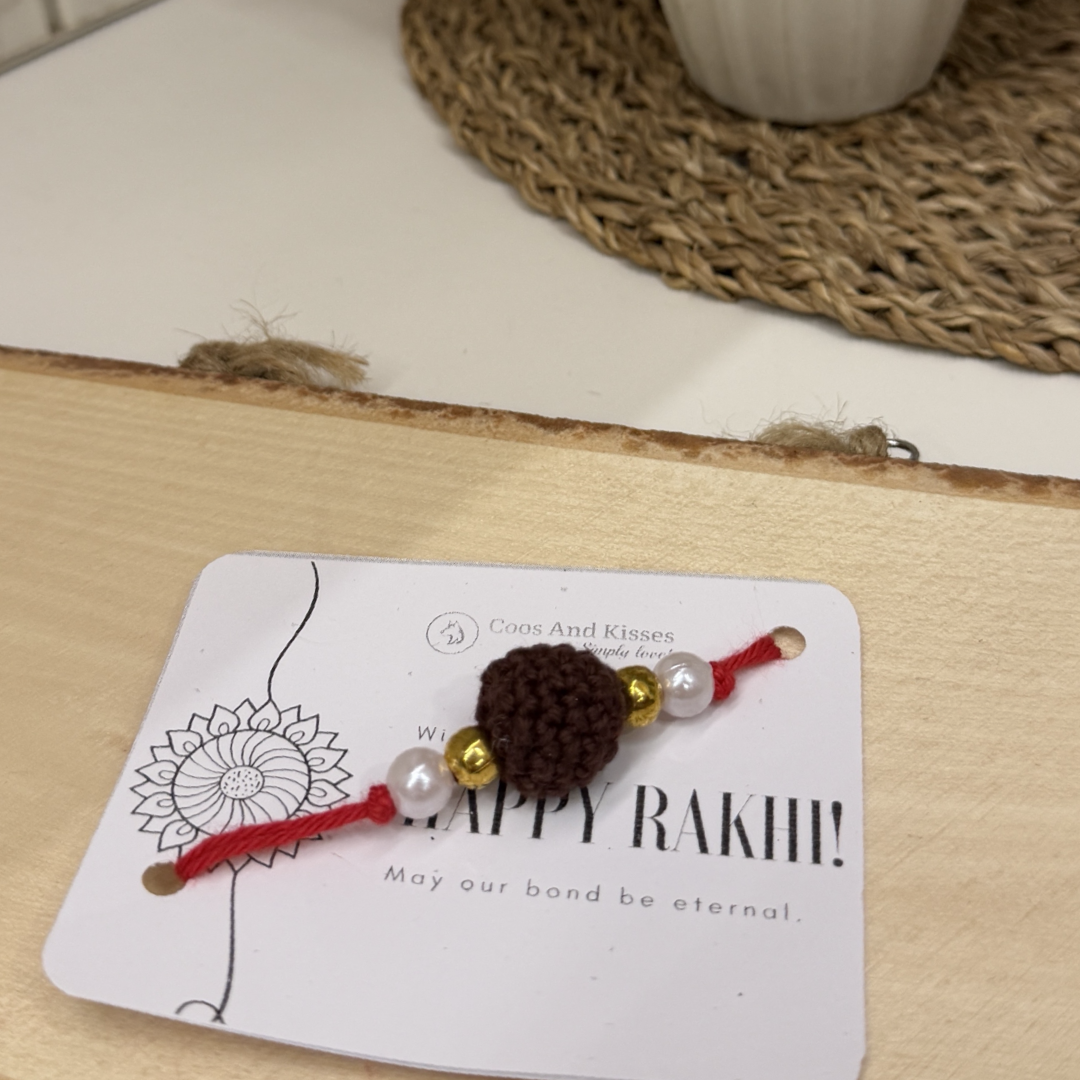 Handmade Crochet Rudraksha Rakhi