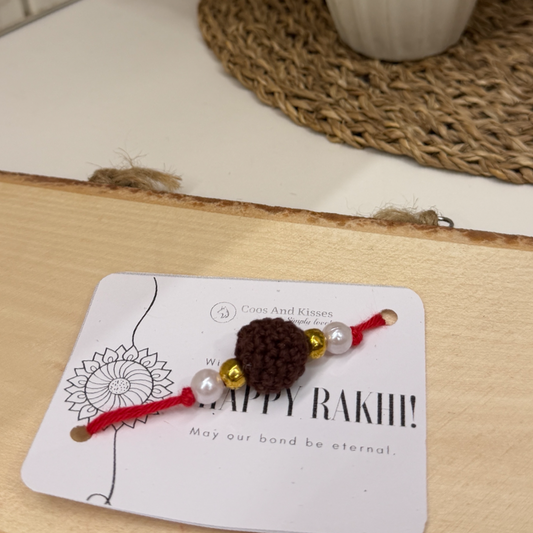 Handmade Crochet Rudraksha Rakhi