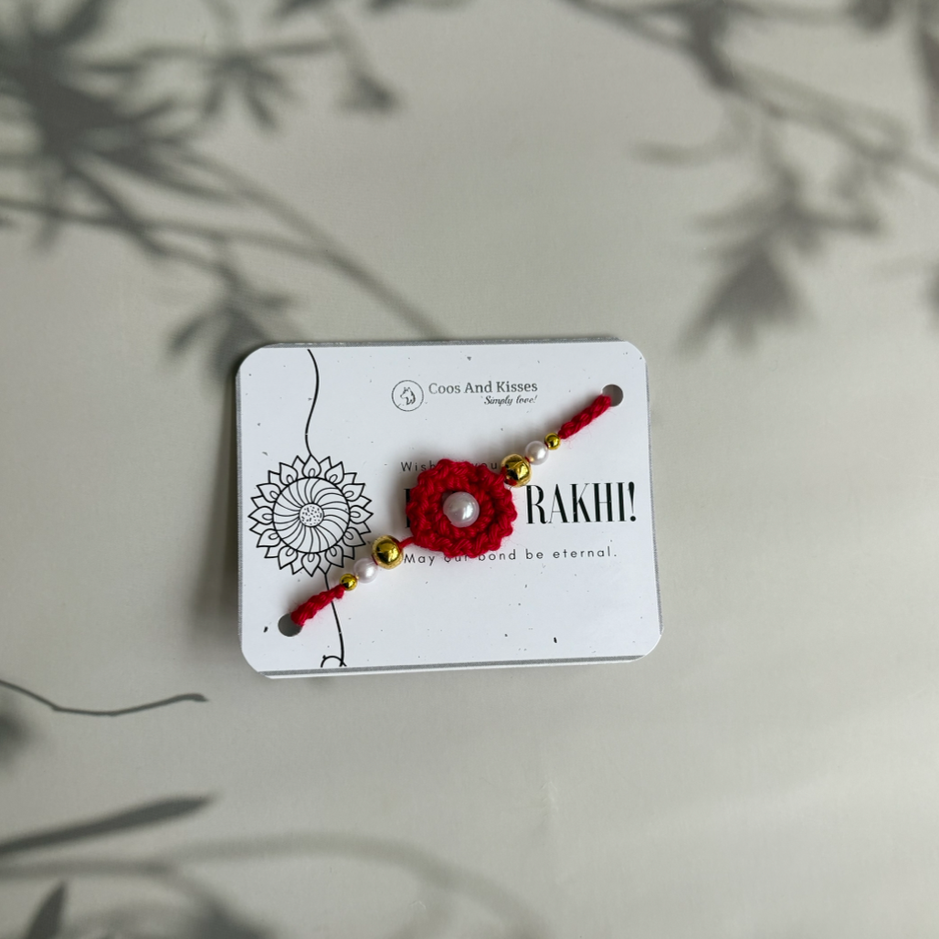 Handmade Crochet Rakhi – Red