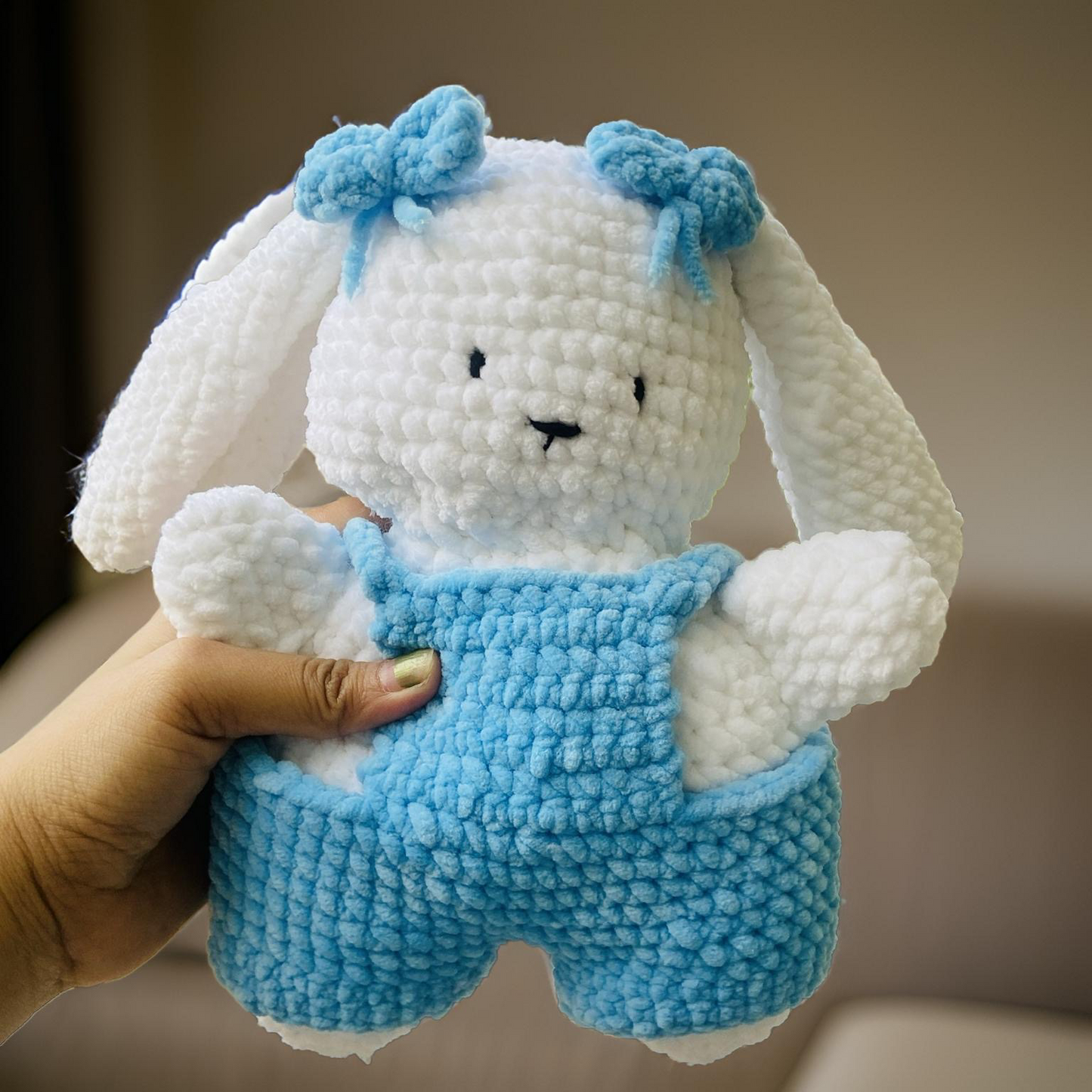 Dazzling Eva - Cute Crochet Bunny with Overalls | Supersoft Panda Baby Yarn