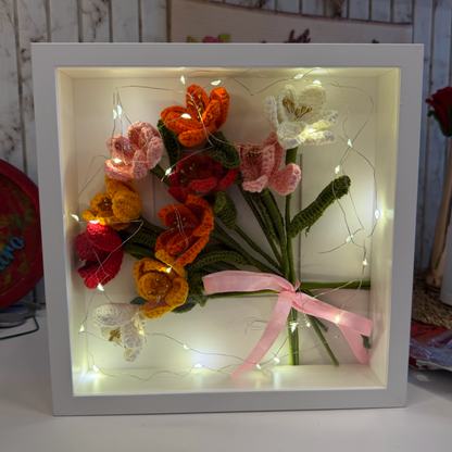 Sunset Glow Crochet Tulip Photo Frame