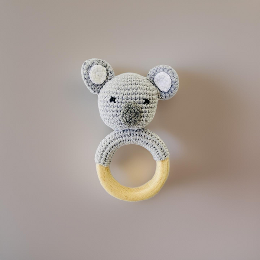 Crochet Koala Rattle Wooden Teether