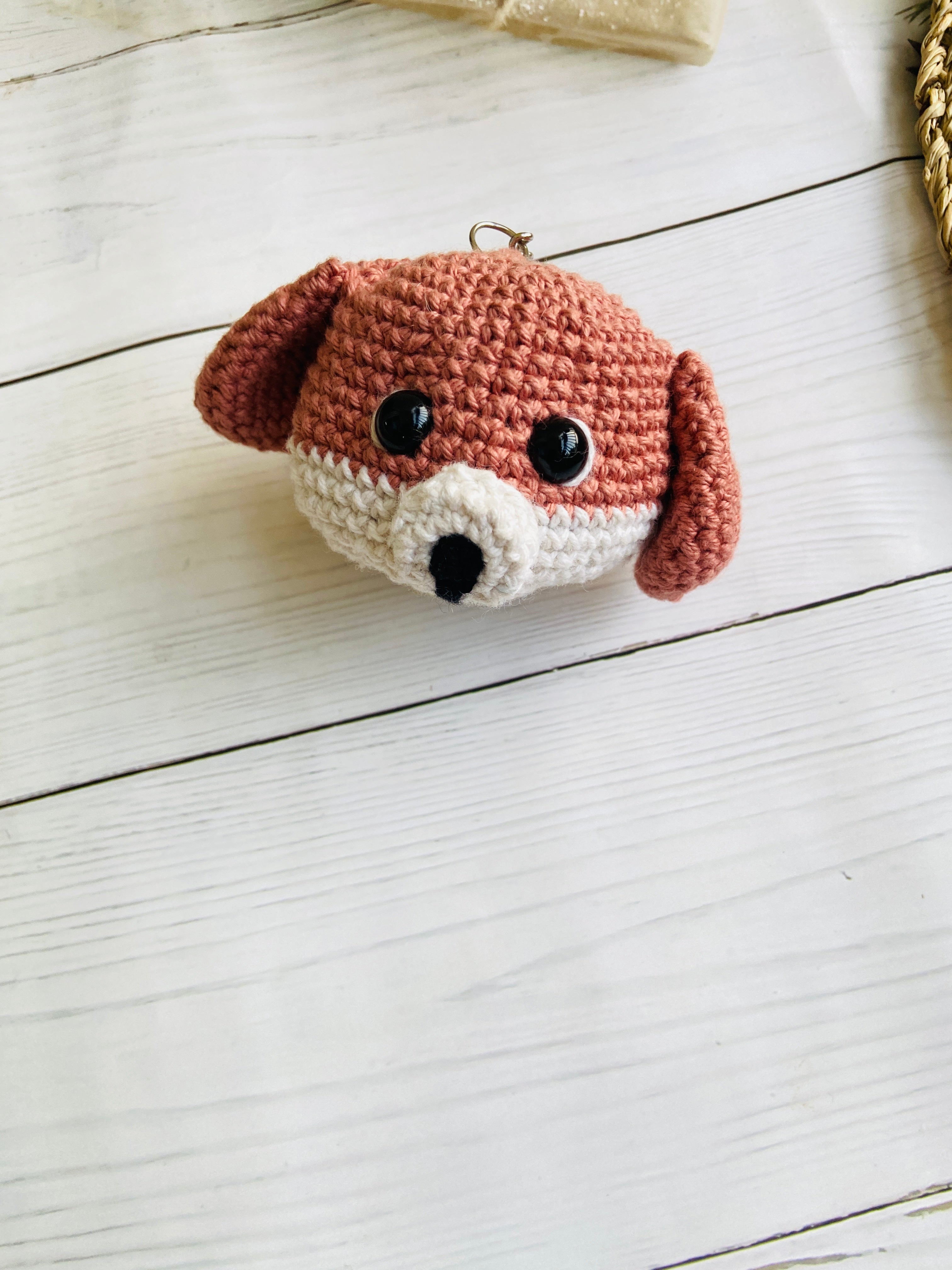 Crochet dog shops keychain